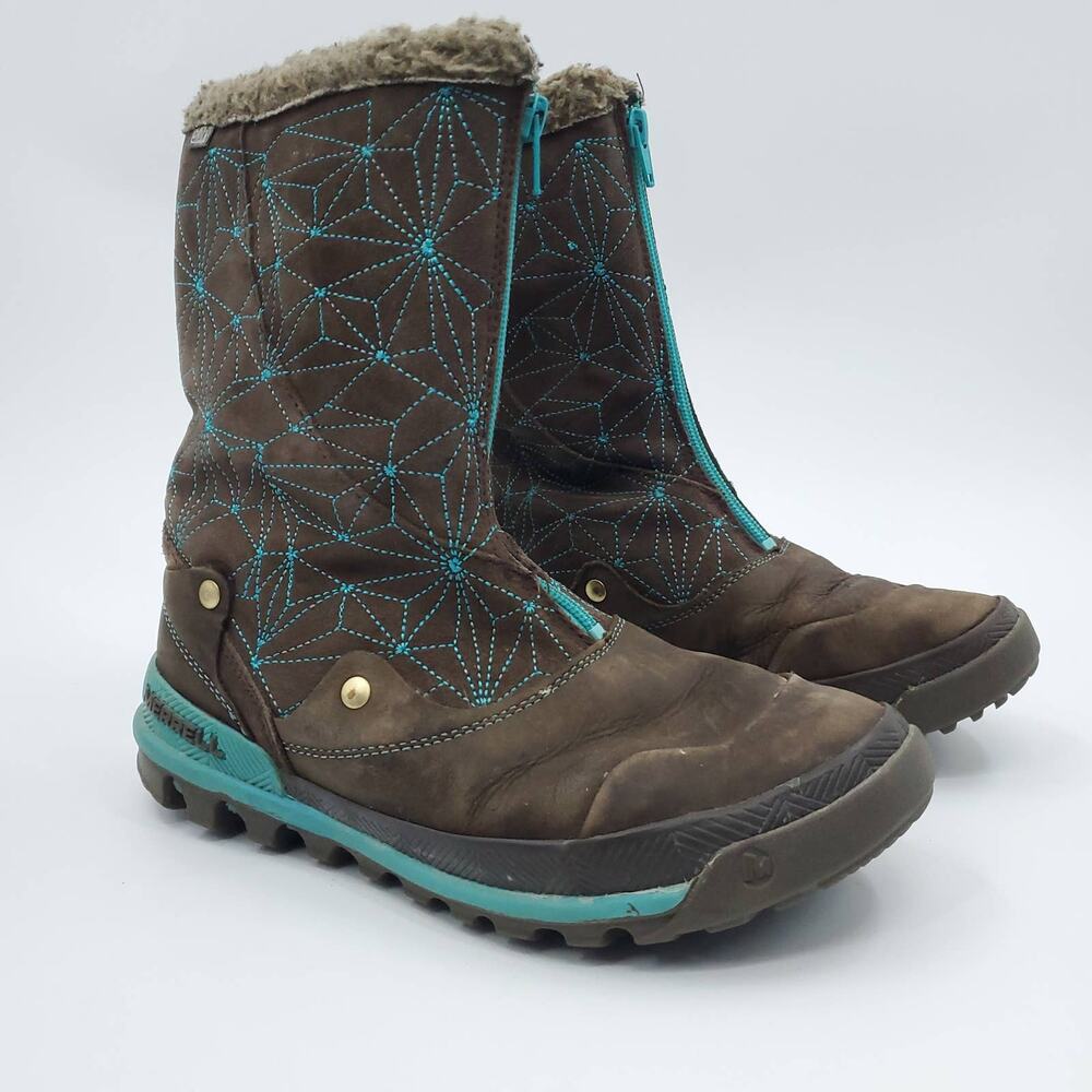 Merrell Boots Suede Silversun Zip Up Waterproof Bracken 7 Brown Teal